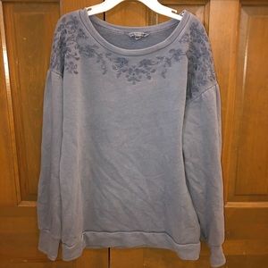 embroidered puff sleeve sweatshirt